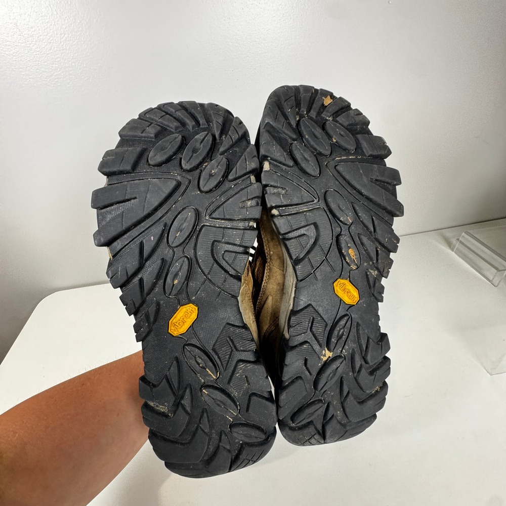 Merrell Moab Hiking Shoes Men 9.5 Dark Earth Espresso Brown Suede Low Top Rugged - Picture 9 of 10
